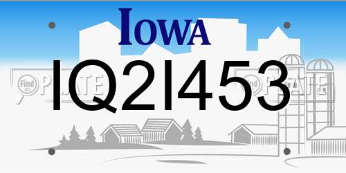 IQ2I453 Iowa License Plate