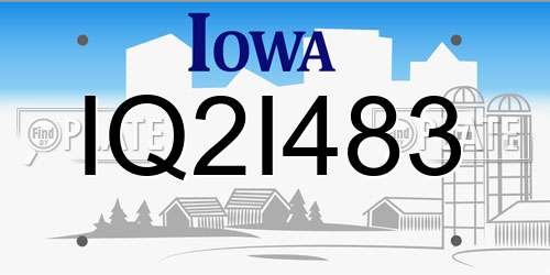 IQ2I483 Iowa License Plate