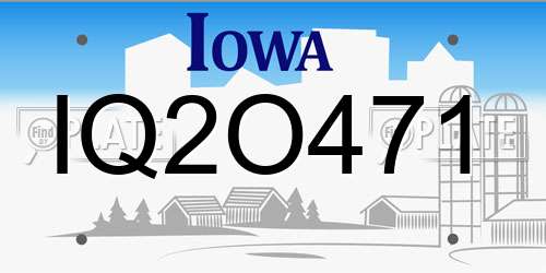 IQ2O471 Iowa License Plate