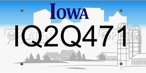 IQ2Q471 Iowa License Plate