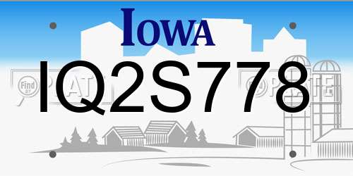 IQ2S778 Iowa License Plate