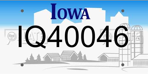 IQ40046 Iowa License Plate