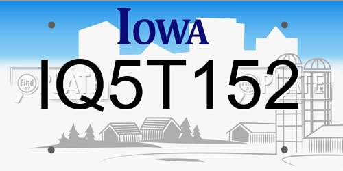 IQ5T152 Iowa License Plate