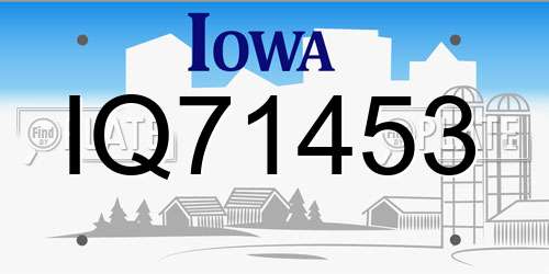 IQ71453 Iowa License Plate
