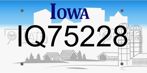 IQ75228 Iowa License Plate