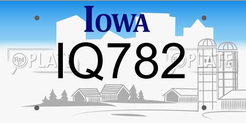 IQ782 Iowa License Plate