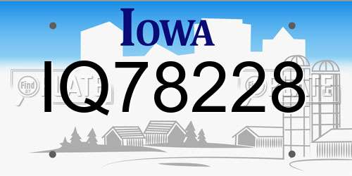 IQ78228 Iowa License Plate