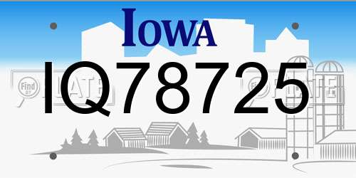 IQ78725 Iowa License Plate