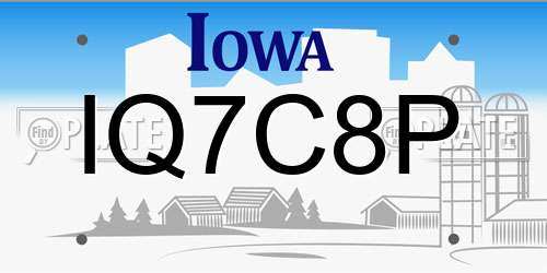 IQ7C8P Iowa License Plate