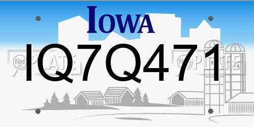 IQ7Q471 Iowa License Plate