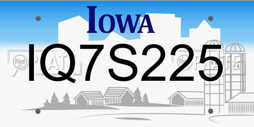 IQ7S225 Iowa License Plate