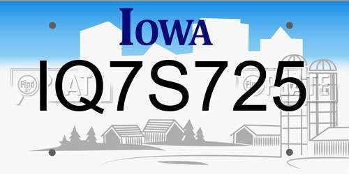 IQ7S725 Iowa License Plate