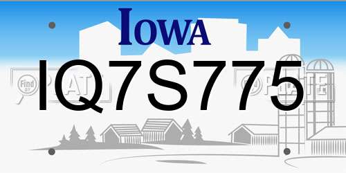 IQ7S775 Iowa License Plate