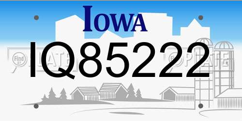 IQ85222 Iowa License Plate