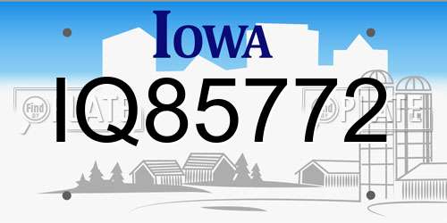 IQ85772 Iowa License Plate
