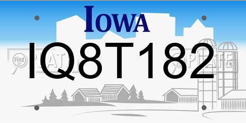 IQ8T182 Iowa License Plate