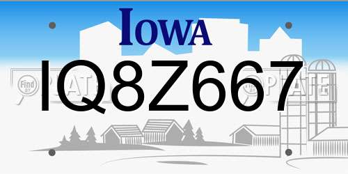 IQ8Z667 Iowa License Plate