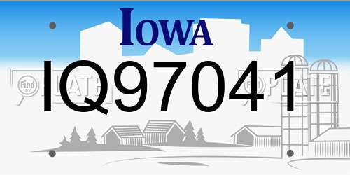 IQ97041 Iowa License Plate