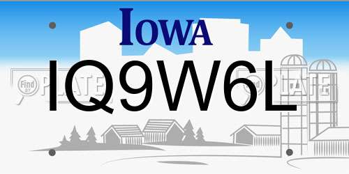 IQ9W6L Iowa License Plate