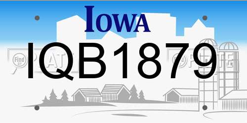IQB1879 Iowa License Plate