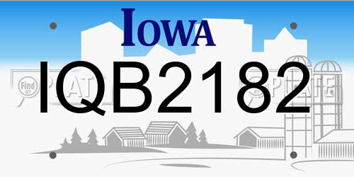 IQB2182 Iowa License Plate