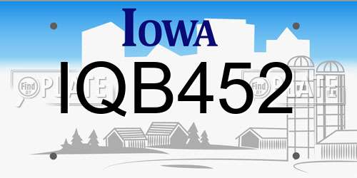 IQB452 Iowa License Plate