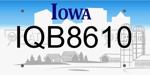 IQB8610 Iowa License Plate