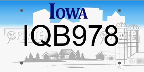 IQB978 Iowa License Plate