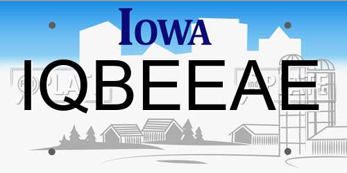 IQBEEAE Iowa License Plate