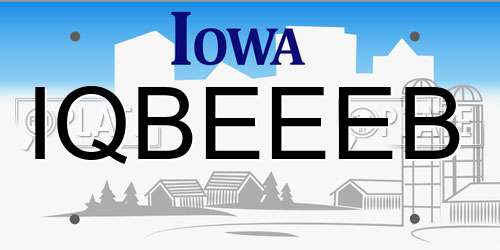 IQBEEEB Iowa License Plate