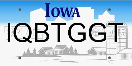 IQBTGGT Iowa License Plate