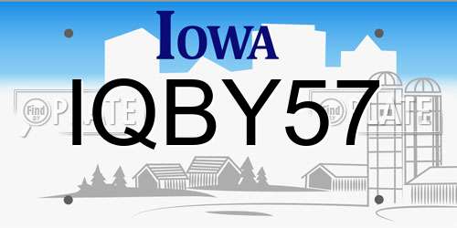 IQBY57 Iowa License Plate