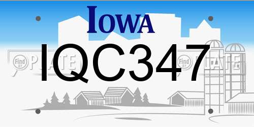 IQC347 Iowa License Plate