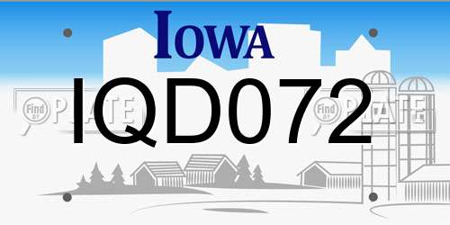 IQD072 Iowa License Plate