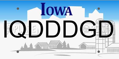 IQDDDGD Iowa License Plate