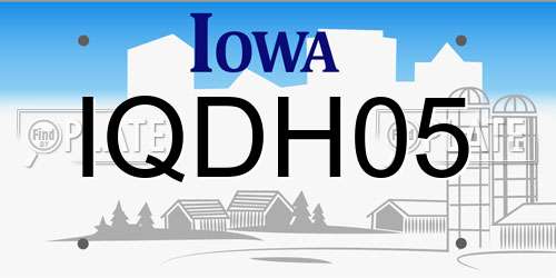 IQDH05 Iowa License Plate
