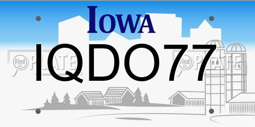 IQDO77 Iowa License Plate