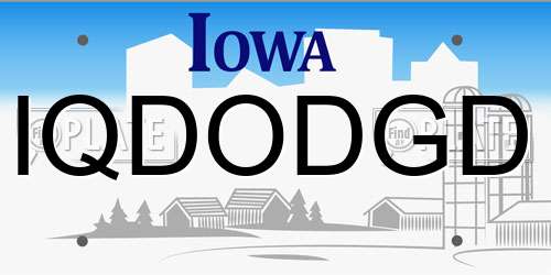 IQDODGD Iowa License Plate