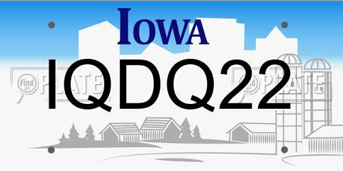 IQDQ22 Iowa License Plate