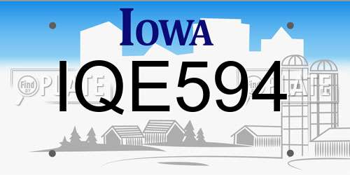 IQE594 Iowa License Plate