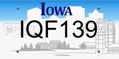 IQF139 Iowa License Plate
