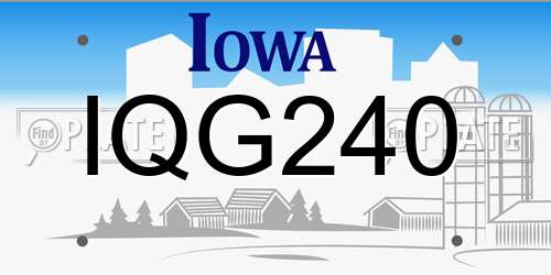 IQG240 Iowa License Plate