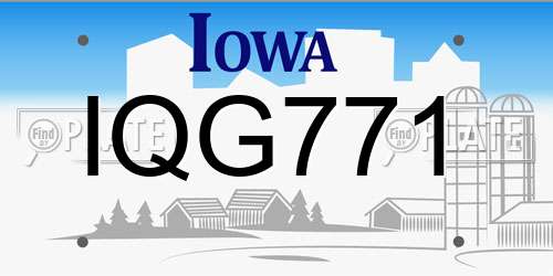 IQG771 Iowa License Plate