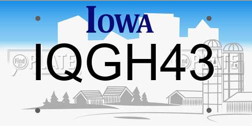 IQGH43 Iowa License Plate