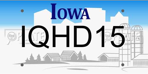 IQHD15 Iowa License Plate