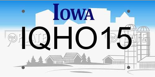 IQHO15 Iowa License Plate