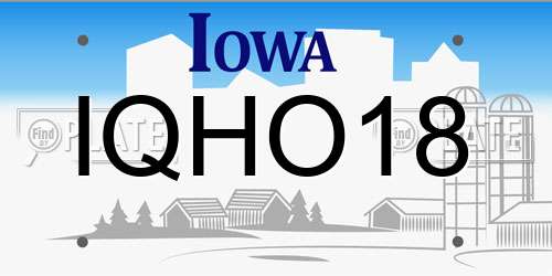 IQHO18 Iowa License Plate