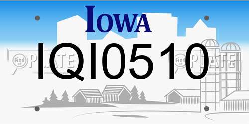 IQI0510 Iowa License Plate
