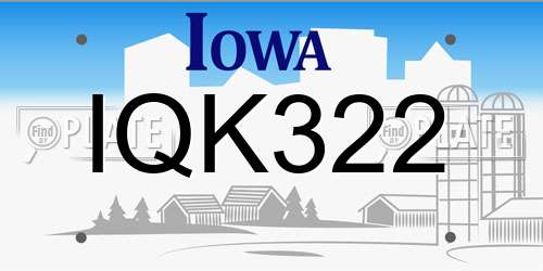 IQK322 Iowa License Plate