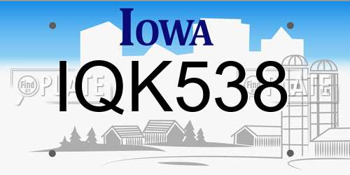 IQK538 Iowa License Plate